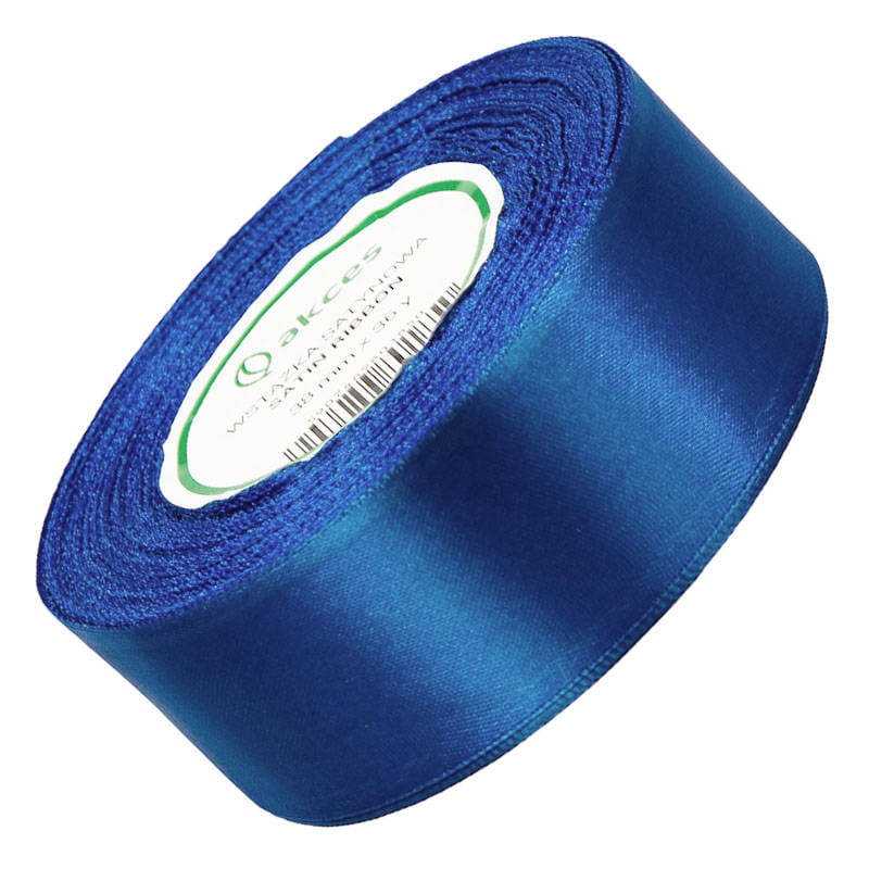 Wstążka satynowa ciemna niebieska 38mm - 32mb #1