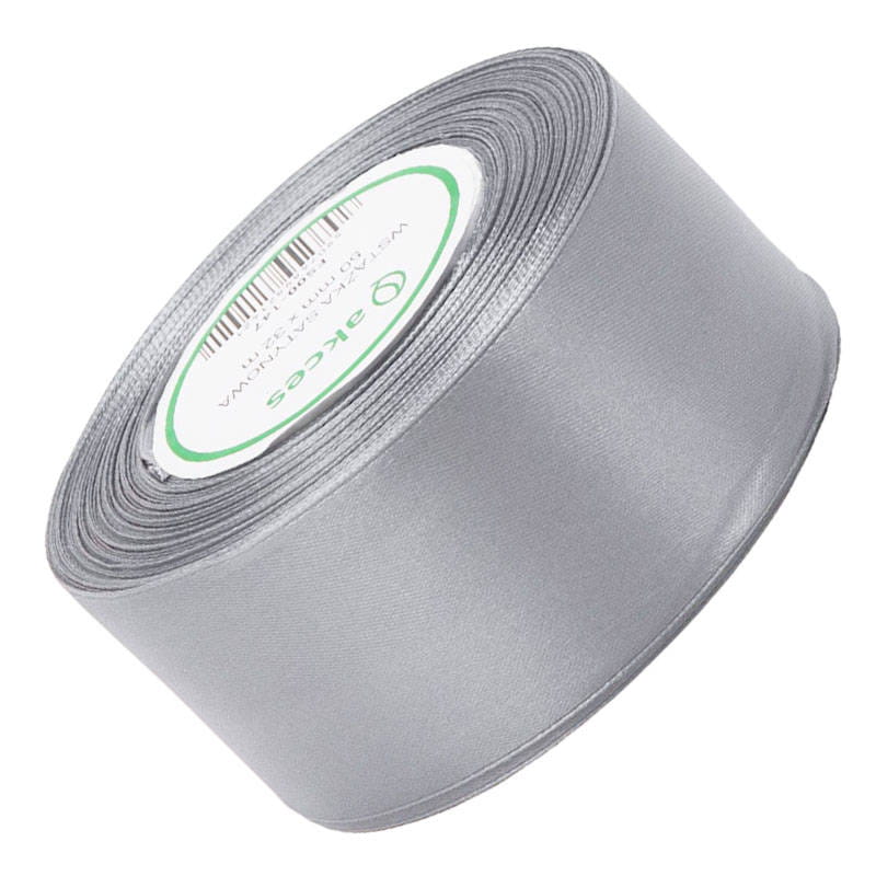 Wstążka satynowa ciemna srebrna 50mm - 32mb #1
