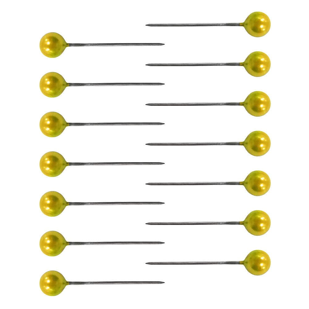 Szpilki dekoracyjne perłowe 22mm - 100 sztuk żółte #1