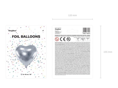 Balon foliowy serce 45 cm - 018 srebrny #2