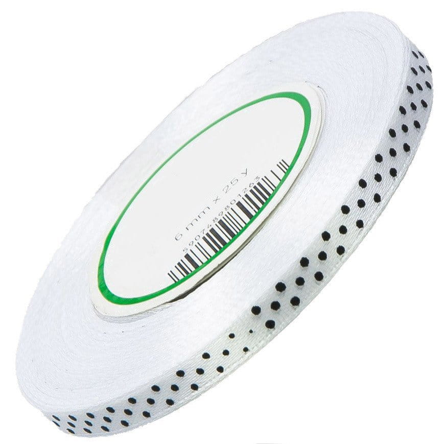 Wstążka satynowa w kropki 6mm 22m 01 biała #1