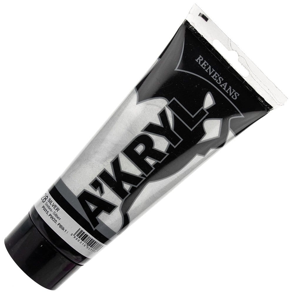 Farba akrylowa metaliczna Renesans 200ml - 28 srebrna #1