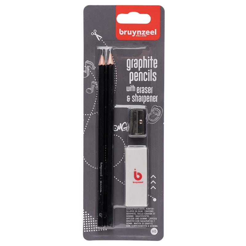 Ołówki grafitowe Bruynzeel 2 x HB, temperówka, gumka #1