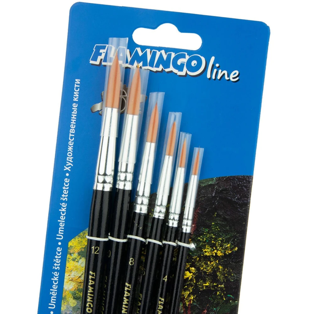 Zestaw pędzli syntetycznych okrągłych Flamingo - 6 sztuk #3