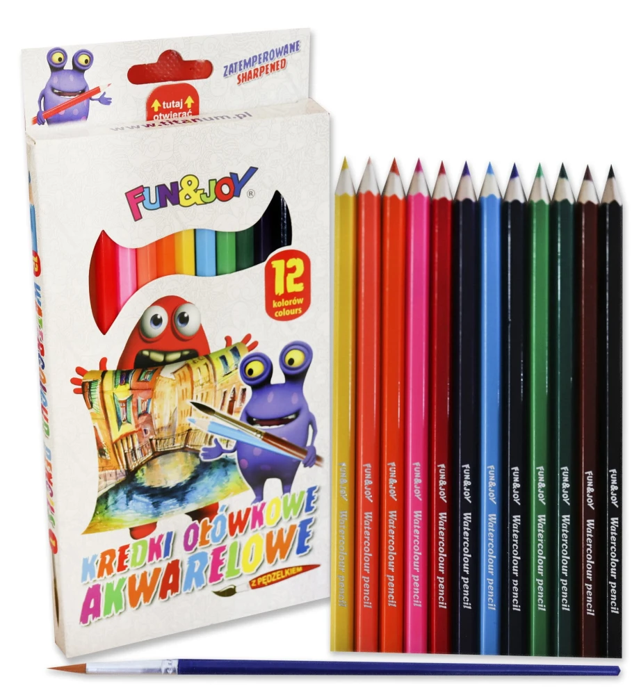 Kredki akwarelowe 12szt. + pędzelek Fun&Joy #1