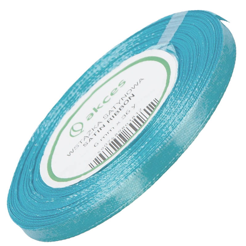 Wstążka satynowa niebieska 6mm - 32mb #1