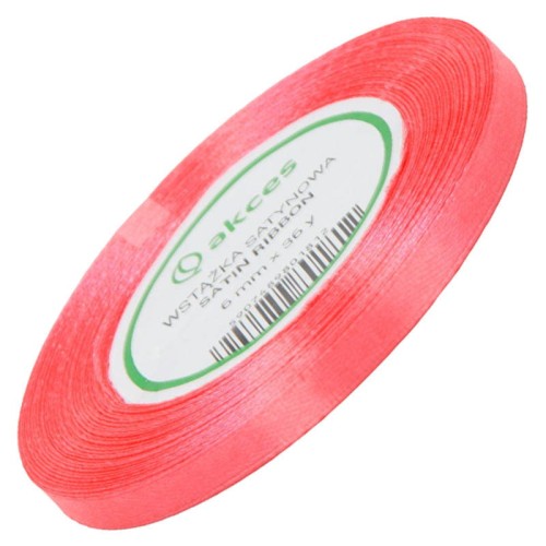 Wstążka satynowa ciemna koralowa 6mm - 32mb #1