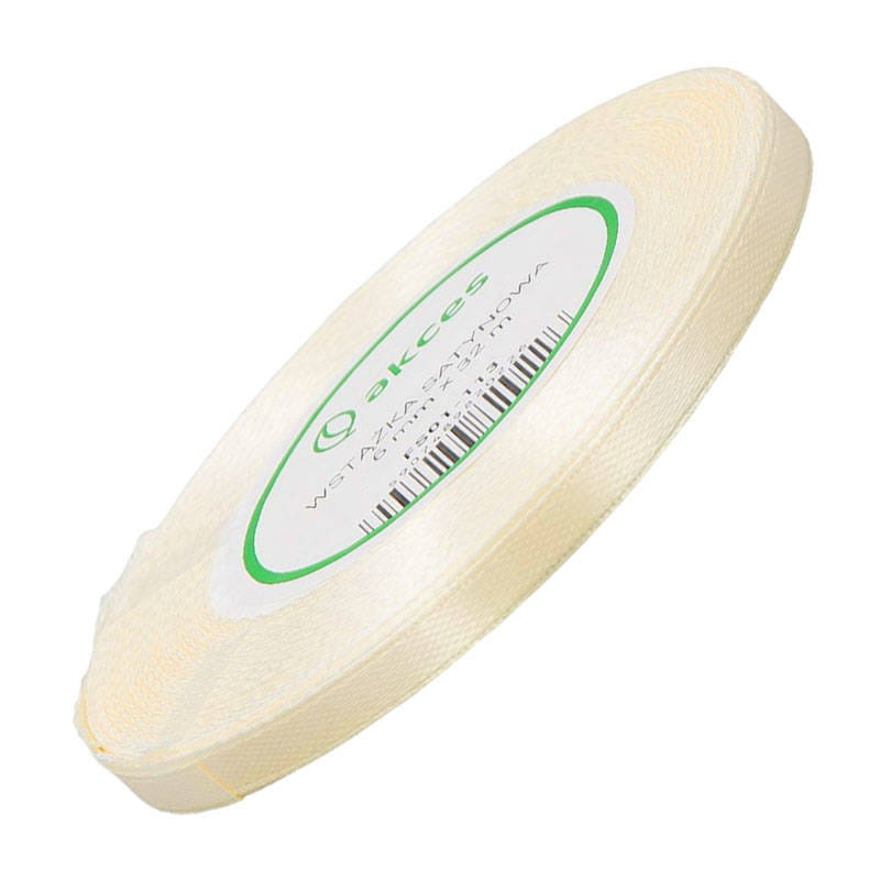 Wstążka satynowa  jasna ecru 6mm - 32mb #1