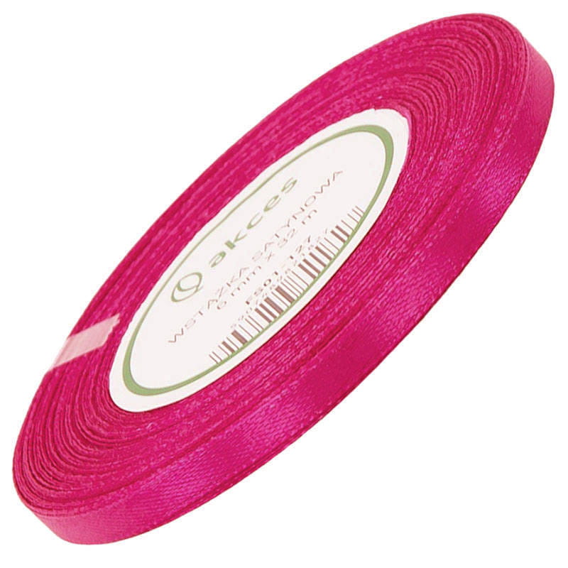 Wstążka satynowa fuksja 6mm - 32mb #1