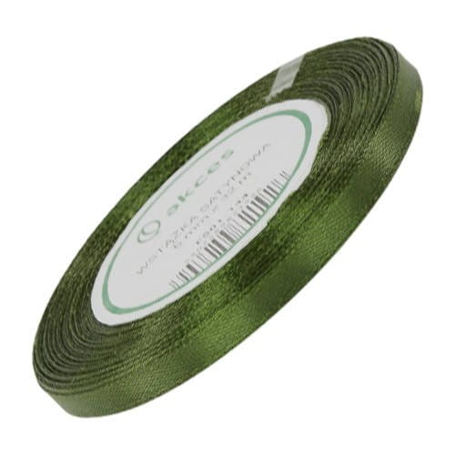 Wstążka satynowa ciemno oliwkowa 6mm - 32mb #1