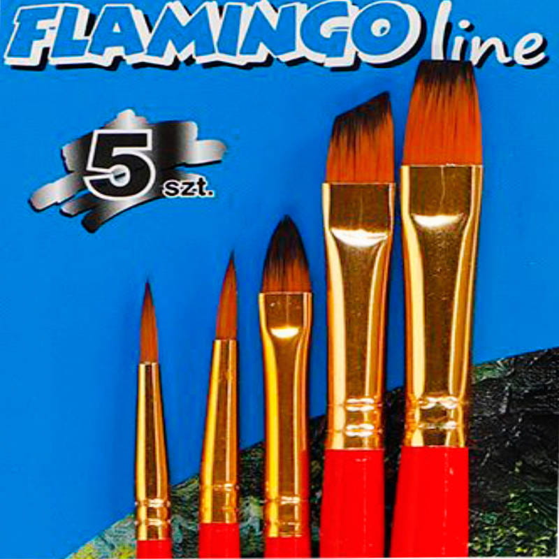 Zestaw pędzli syntetycznych okrągłych i płaskich Flamingo - 5 sztuk #4