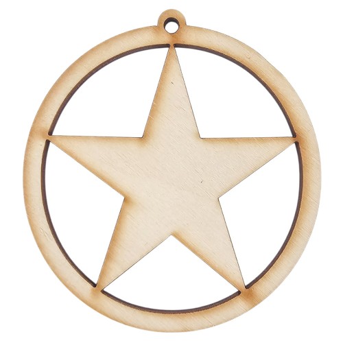 Drewniana ozdoba zawieszka bombka 7 cm Decor - z gwiazdką #1