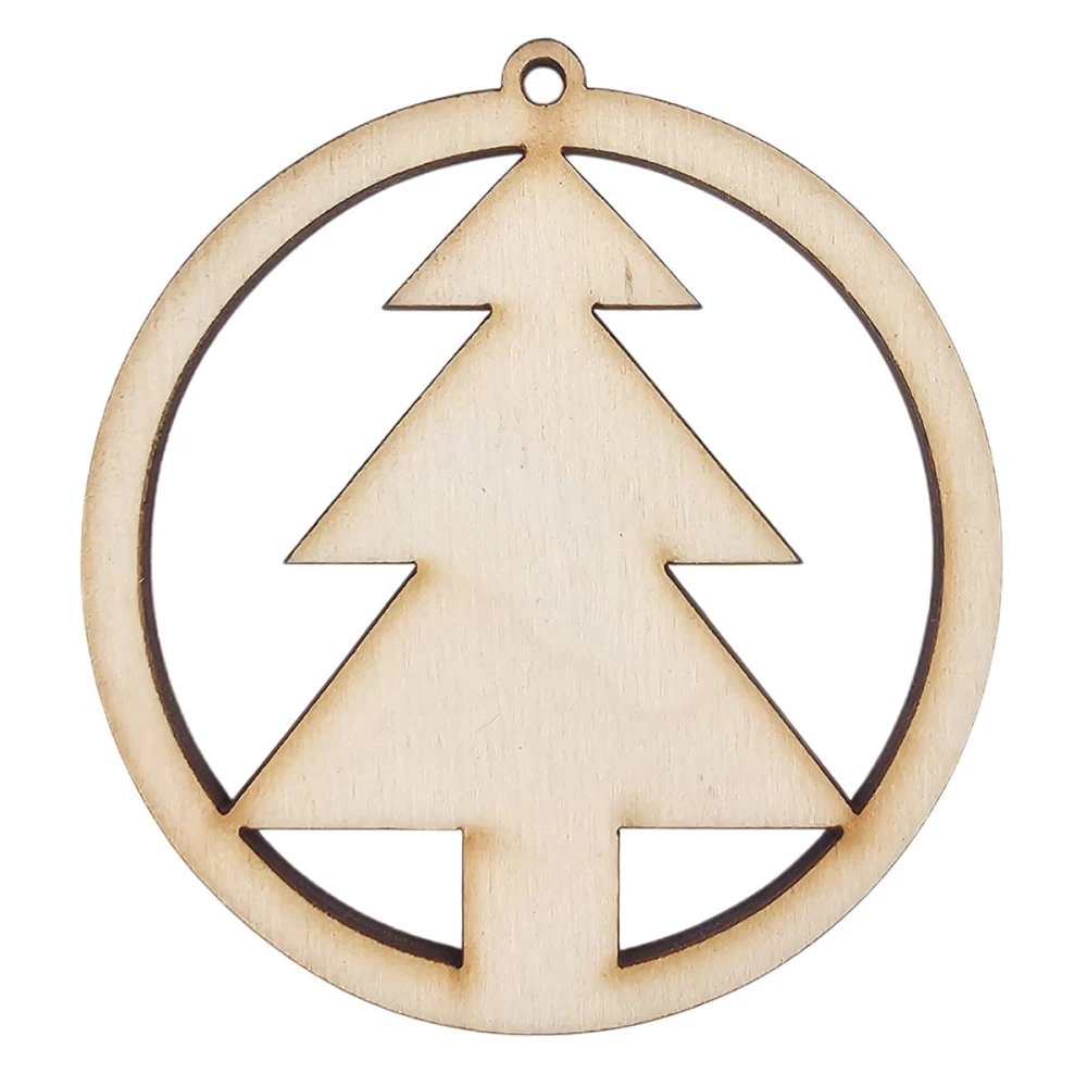 Drewniana ozdoba zawieszka bombka 6 cm Decor - z choinką #1