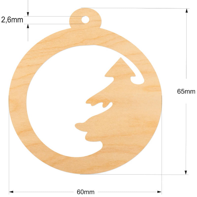 Drewniana ozdoba zawieszka bombka 6cm Decor #3