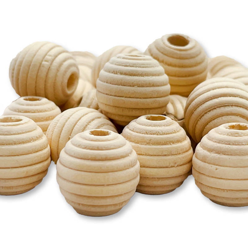 Koraliki drewniane prążkowane 14mm 50 sztuk #1
