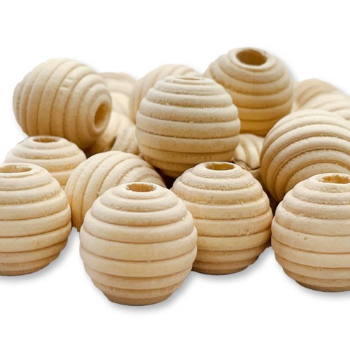 Koraliki drewniane prążkowane 14mm 50 sztuk #1