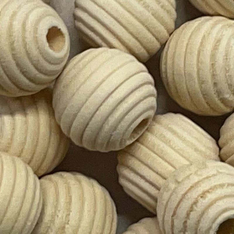 Koraliki drewniane prążkowane 18mm 40 sztuk #3