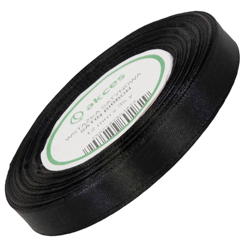 Wstążka satynowa czarna 12mm - 32mb #1