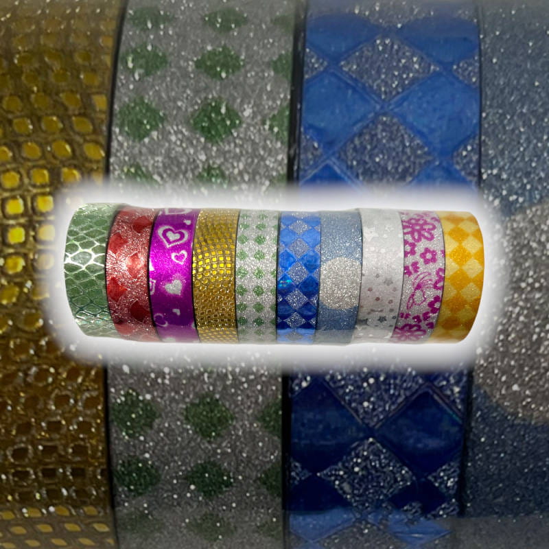Taśma wzorzysta samoprzylepna 12mm x 3m  - mix kolorystyczny 10 sztuk #4