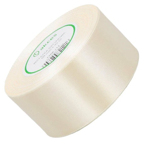 Wstążka satynowa jasna kremowa 50mm - 32mb #1