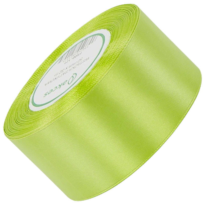 Wstążka satynowa zielone jabłuszko 50mm - 32m #1