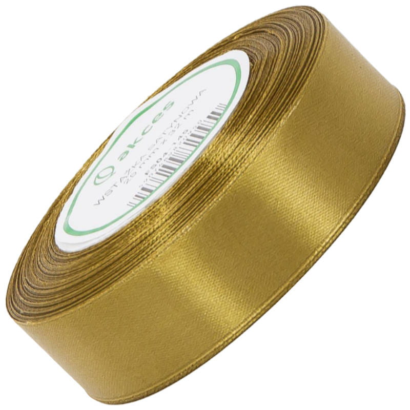Wstążka satynowa ciemna złota 25mm - 32mb #1