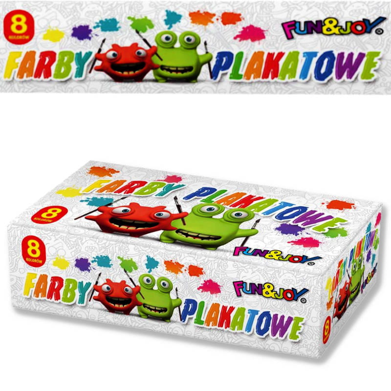 Farby plakatowe 8 kolorów x 20ml Fun&Joy #1