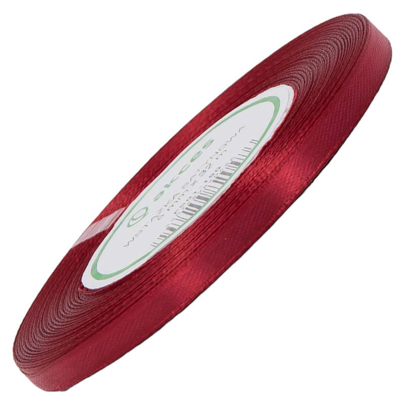 Wstążka satynowa czerwone wino 6mm - 32mb #1