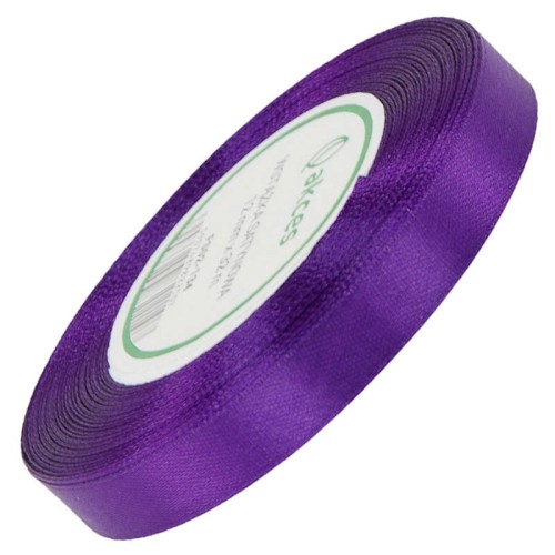 Wstążka satynowa ciemna fioletowa 12mm - 32mb #1