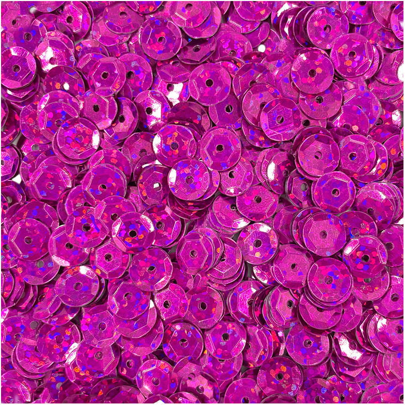 Cekiny okrągłe holograficzne 9mm 15g - Loveart - ciemne różowe #1