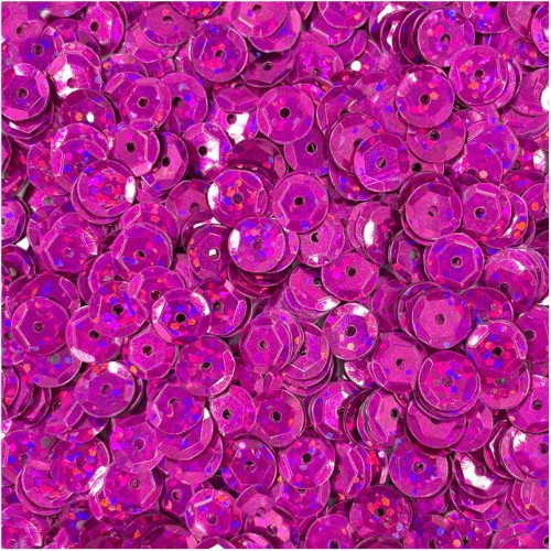 Cekiny okrągłe holograficzne 9mm 15g - Loveart - ciemne różowe #1