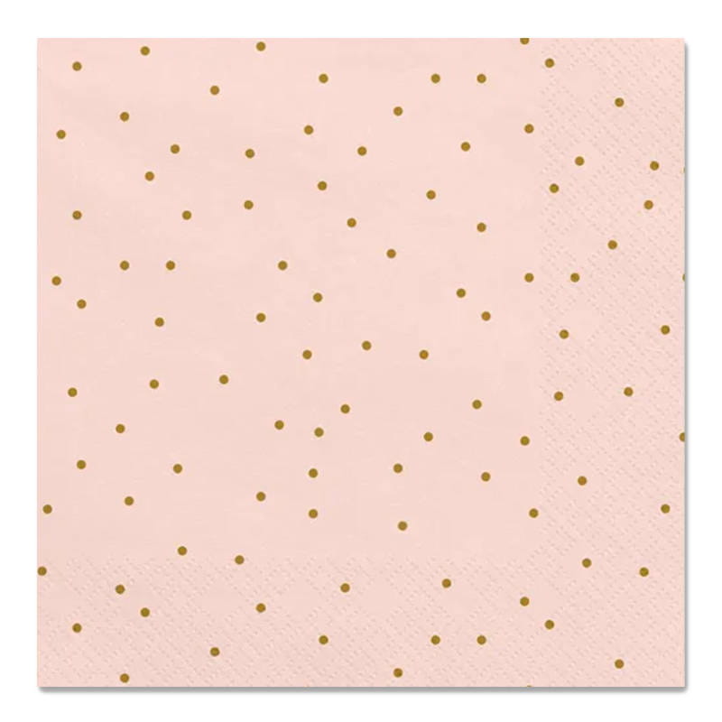 Serwetka 33x33cm - Różowa w złote kropki #1