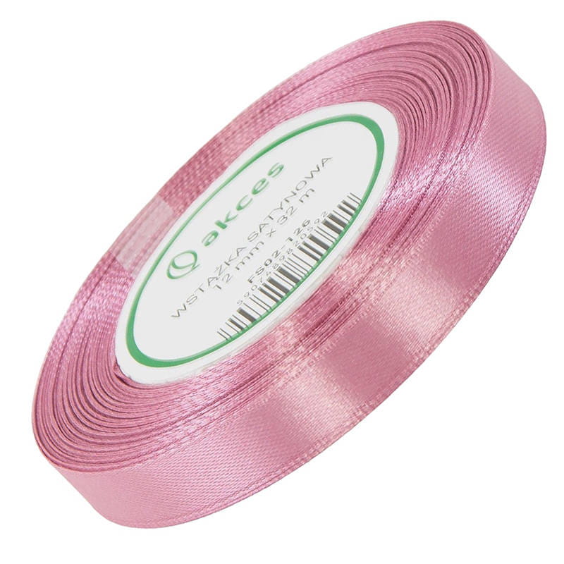 Wstążka satynowa brudny róż 12mm - 32mb #1