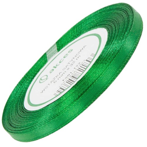 Wstążka satynowa zielona 6mm - 32mb #1