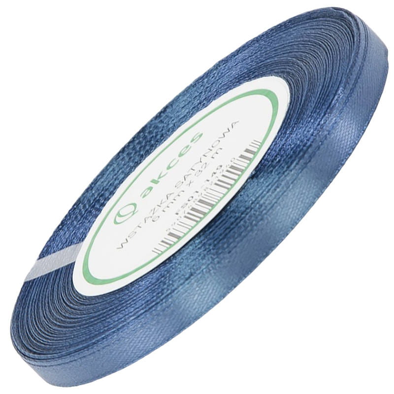 Wstążka satynowa stalowa 6mm - 32mb #1
