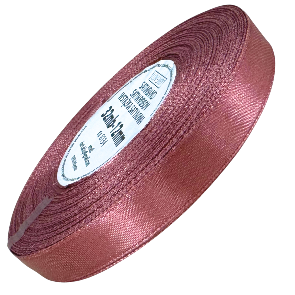 Wstążka satynowa brudny róż 12mm - 32mb #1