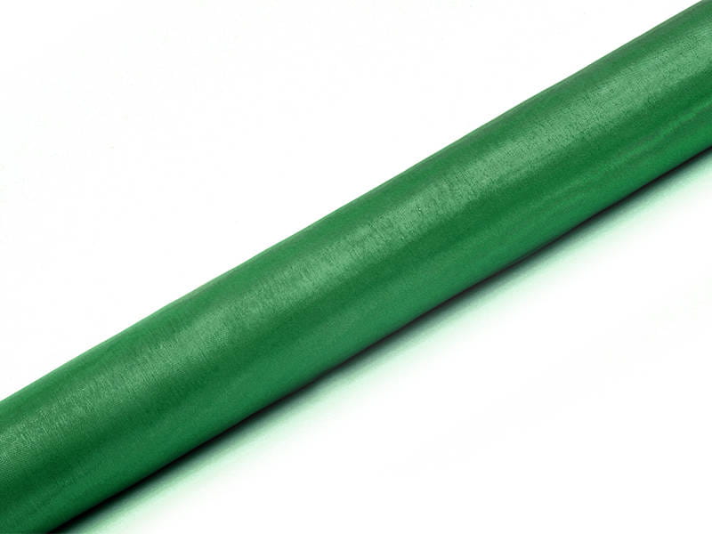 Organza gładka 36cm 9m - ciemny zielony materiał na rolce #1