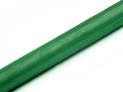 Organza gładka 36cm 9m - ciemny zielony materiał na rolce #1