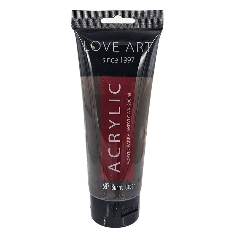 Farba akrylowa LoveArt 200ml - 687 Burnt Umber - ciemnobrązowa #1