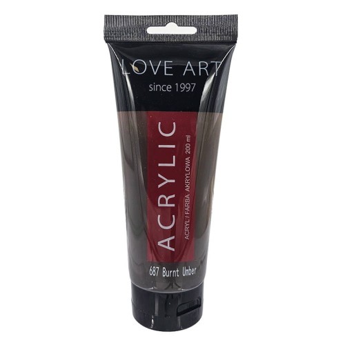 Farba akrylowa LoveArt 200ml - 687 Burnt Umber - ciemnobrązowa #1