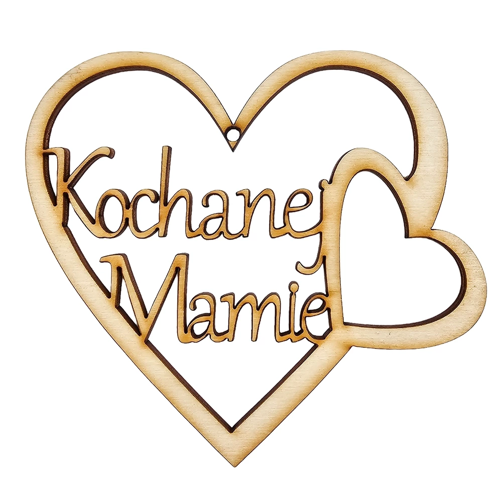 Drewniana ozdoba serce zawieszka Kochanej Mamie 10cm Decor #1