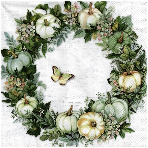 Serwetka 33x33cm - Pumpkin Wreath wianek z dyniami #1