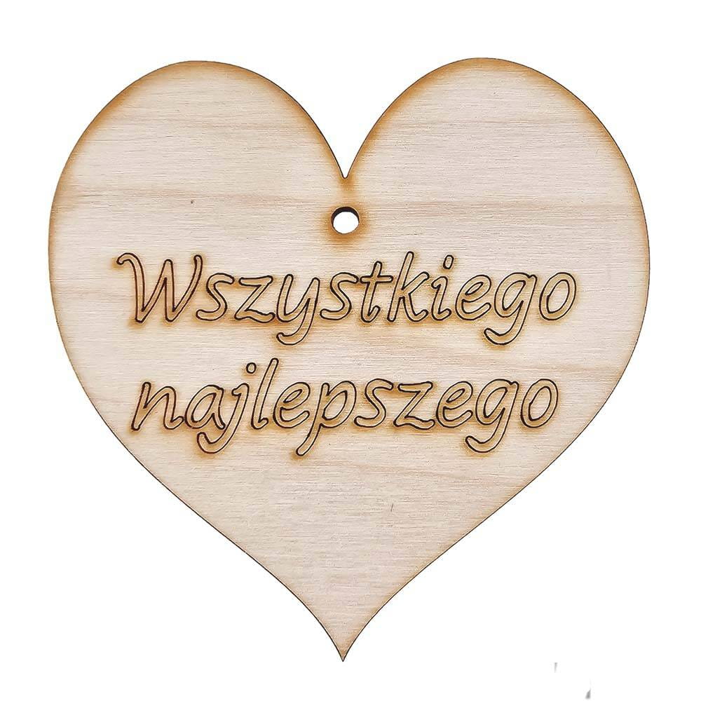 Drewniana ozdoba serce zawieszka Wszystkiego najlepszego 10cm Decor #1