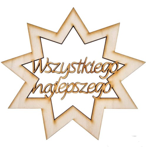 Drewniana ozdoba gwiazda Wszystkiego najlepszego 14cm Decor #1