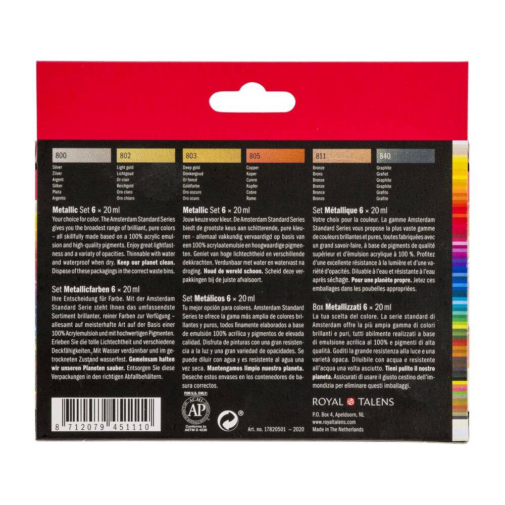 Zestaw farb akrylowych Amsterdam 6x20ml w kolorach metalicznych #3
