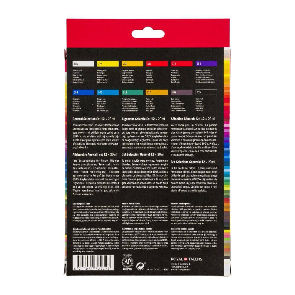 Zestaw farb akrylowych Amsterdam 12x20ml w podstawowych kolorach #3