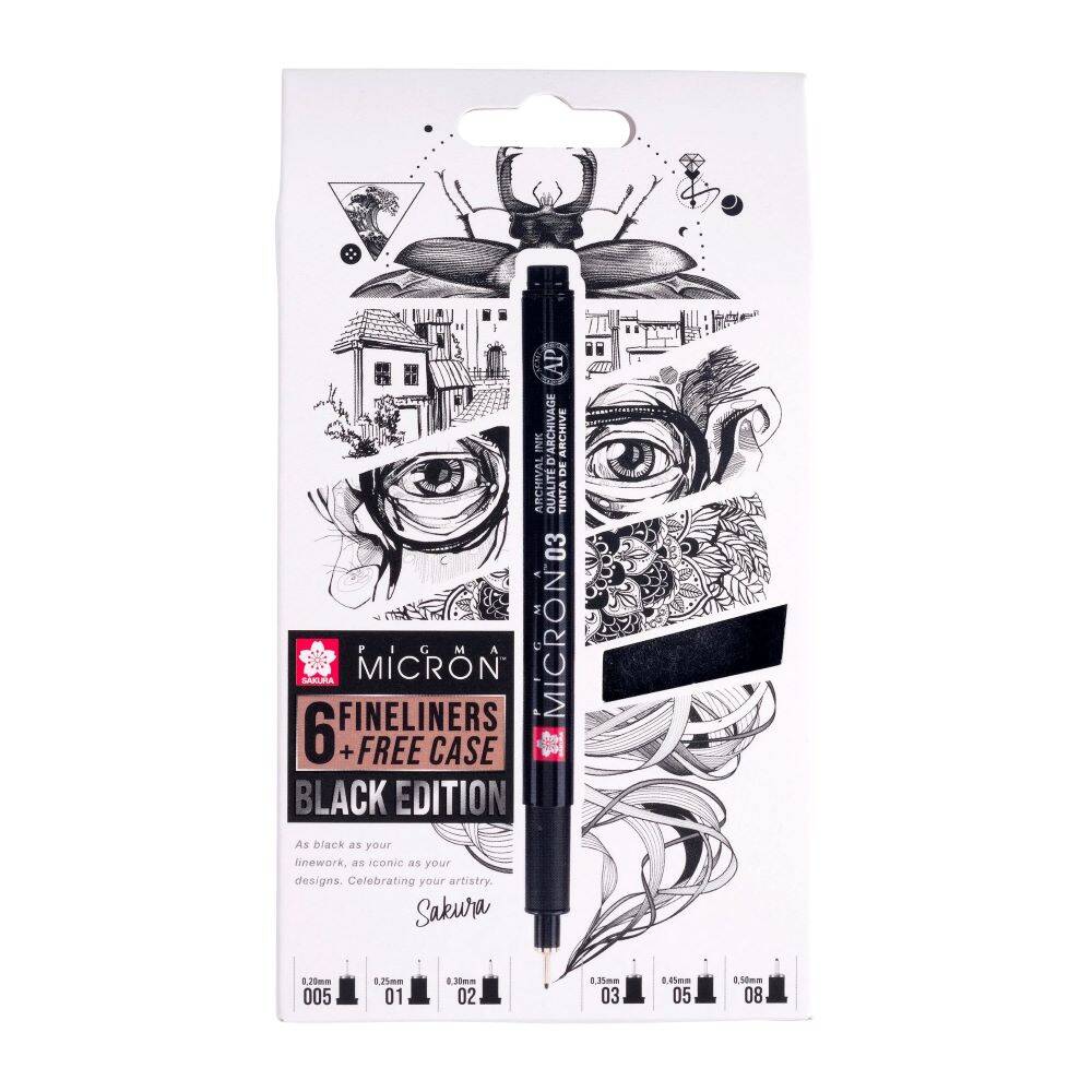 Zestaw cienkopisów Pigma Micron Black Edition 6szt z etui #1