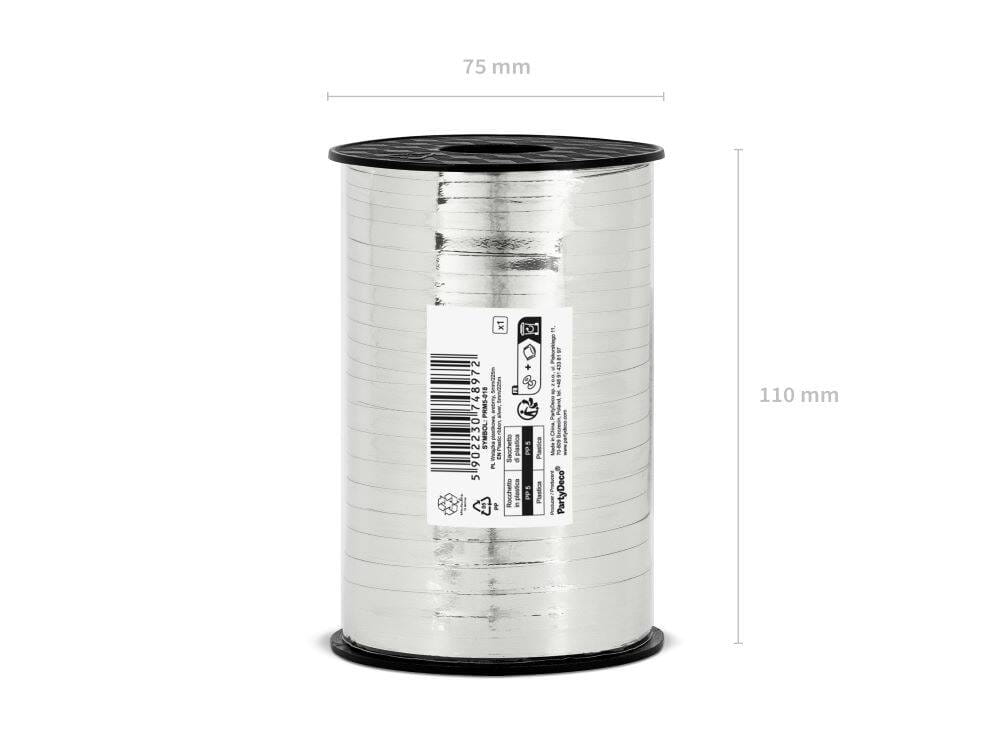 Wstążka świąteczna metalizowana do pakowania 5mm - 225m srebrna #2