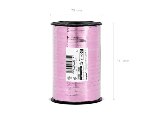 Wstążka świąteczna metalizowana do pakowania 5mm - 225m różowa #2