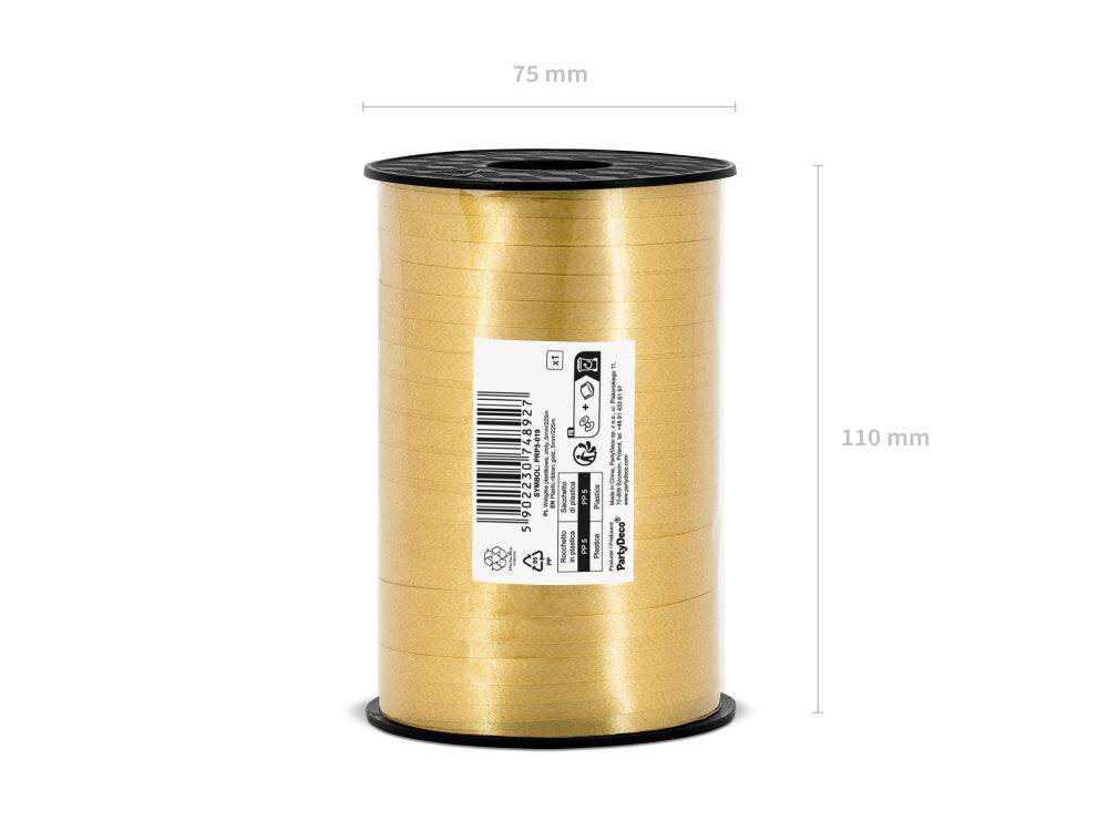 Wstążka świąteczna do pakowania 5mm - 225m złota #2